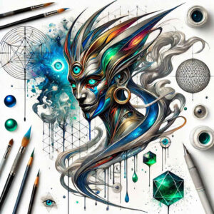pharaoh-with-symbol – tattoo design ideas free ai generated – realism-gentle-shadow – for-behind-ear – Gallery: pharaoh-inkby-ai