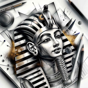 ruler-of-egypt – tattoo design ideas free ai generated – neotraditional-textured-fills – for-back-shoulder – Gallery: pharaoh-inkby-ai