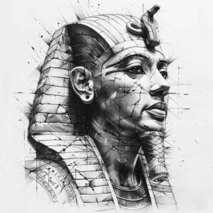pharaoh tattoo design ideas Realism precise gradient ancient egypt for shin