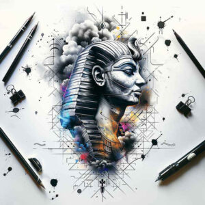 pharaoh tattoo design ideas layered fill crown for full back