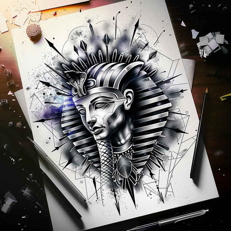 pharaoh tattoo design ideas textured fills divine power meaning perseverance