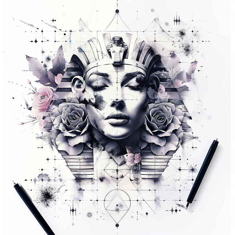 pharaoh tattoo design ideas layered fill egypt for abdomen