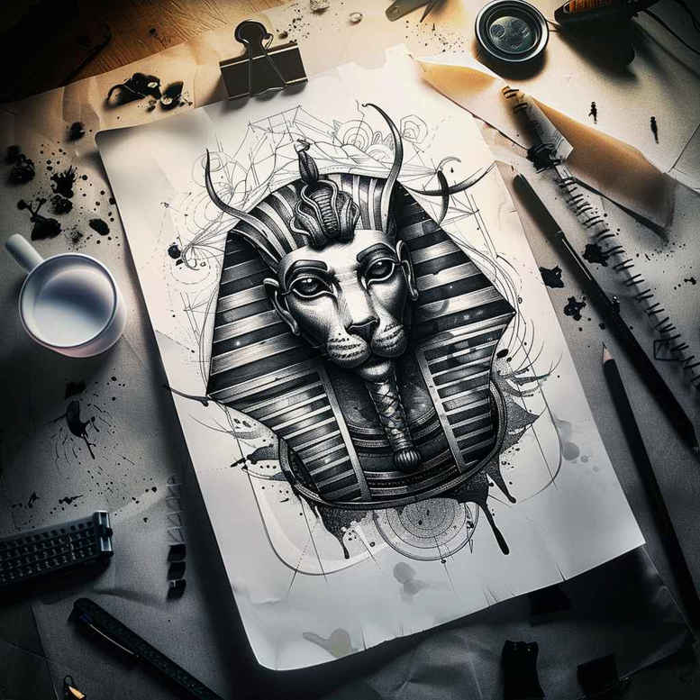 pharaoh tattoo design ideas Surrealism abstract egypt symbolising perseverance