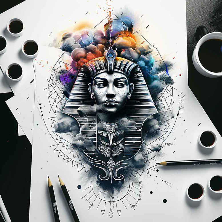 pharaoh tattoo design ideas Realism optical depth egyptian animals meaning endurance