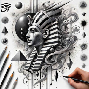 pharaoh tattoo design ideas Surrealism morphic god for outer arm