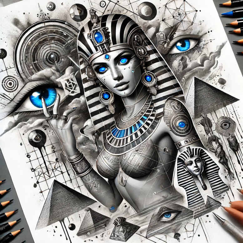 pharaoh tattoo design ideas Surrealism psychic energy mystical for full back