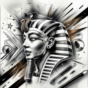 pharaoh tattoo design ideas Realism real shadows mystical for shoulder blade