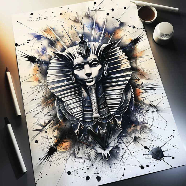 pharaoh tattoo design ideas clean contrast mystical for side torso