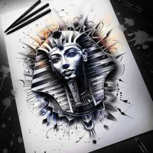 pharaoh tattoo design ideas soft blending mystical for upper thigh
