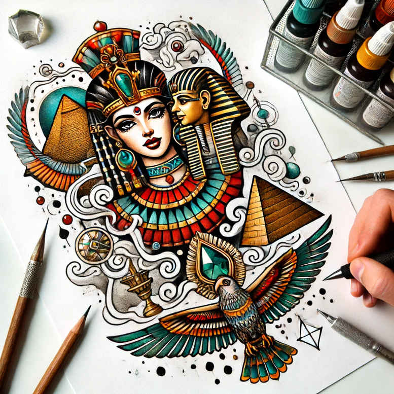 pharaoh tattoo design ideas atmospheric mythology for lower thigh