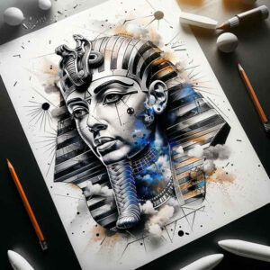 pharaoh tattoo design ideas Surrealism fantastical elements pharaoh embodying endurance