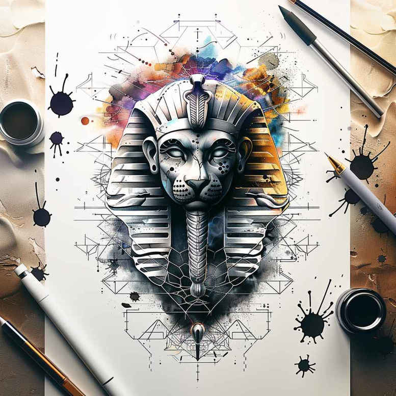pharaoh tattoo design ideas Realism living skin pharaoh for hand