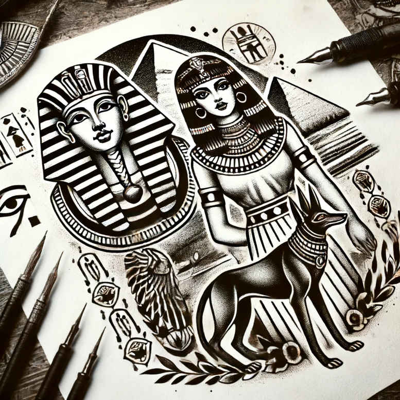 pharaoh tattoo design ideas metallic power represents determination