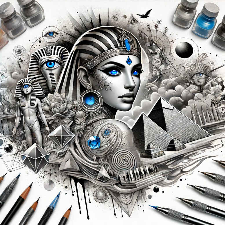 pharaoh tattoo design ideas distorted perspective power symbol for lower chest