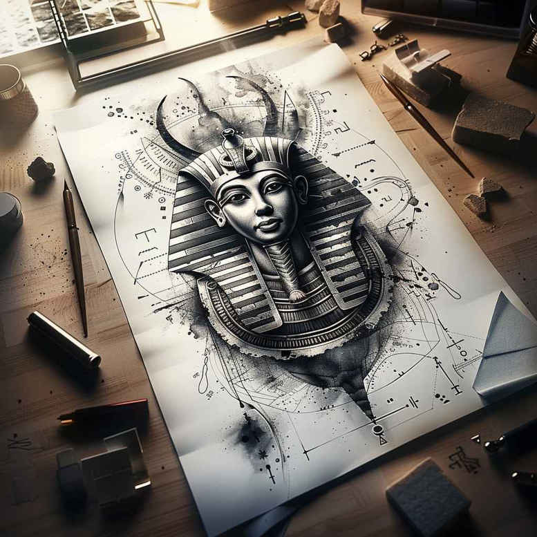 pharaoh tattoo design ideas Realism natural look power symbol of courage