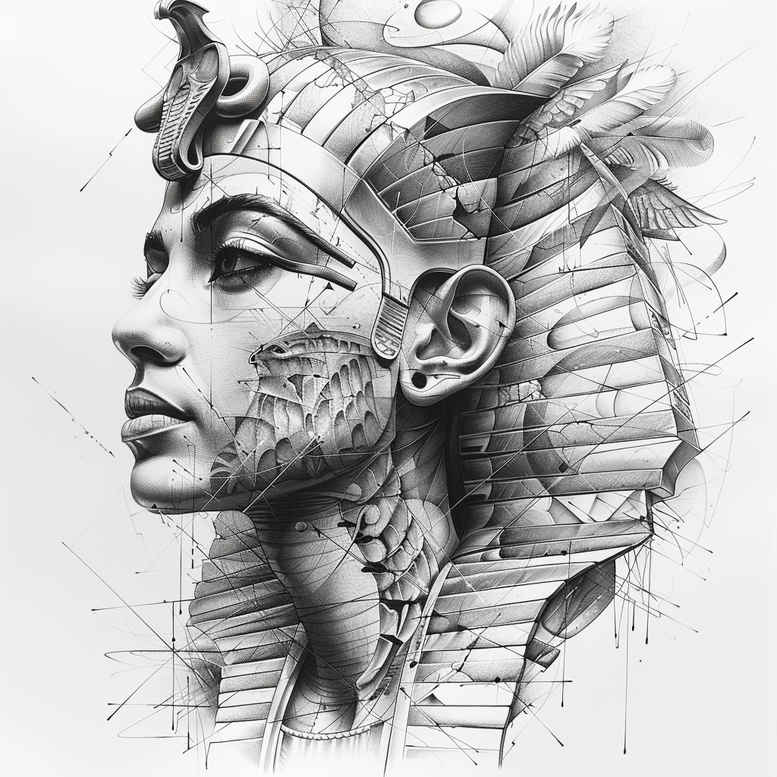 pharaoh tattoo design ideas realistic contrast power symbol perseverance and power