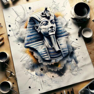 pharaoh tattoo design ideas vibrant palette religious symbol for elbow