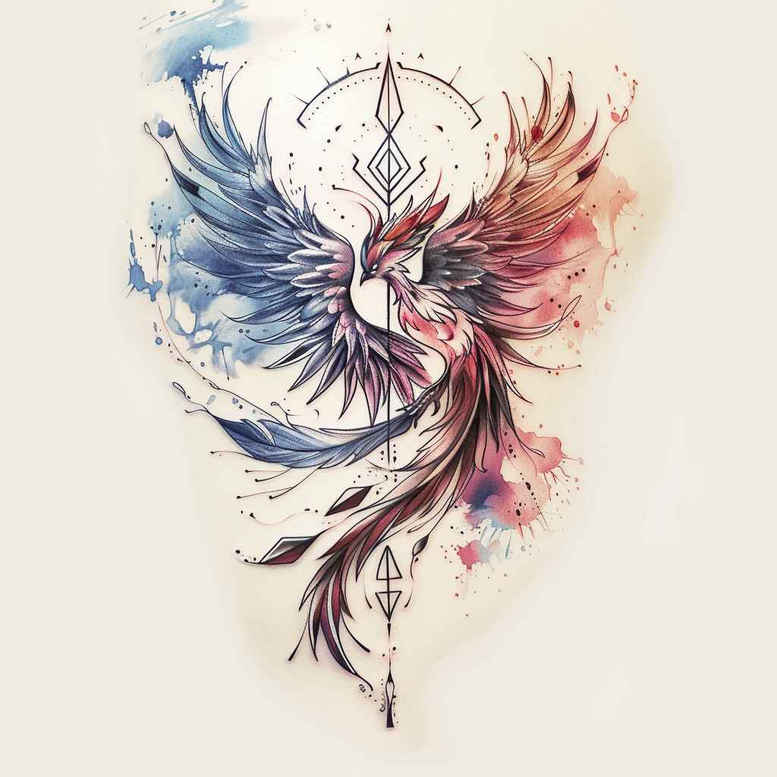 artistic-phoenix – tattoo design ideas free ai generated – realism-smooth-gradients – for-spine – Gallery: phoenix-inkby-ai