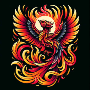 artistic-phoenix – tattoo design ideas free ai generated – surrealism-ghostly-shapes – for-spine – Gallery: phoenix-inkby-ai