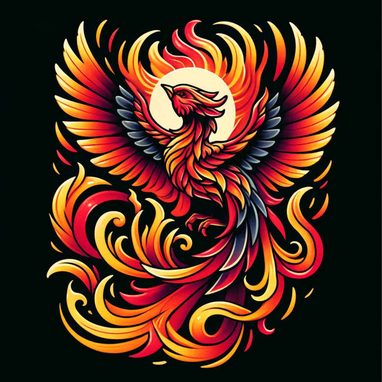 artistic-phoenix – tattoo design ideas free ai generated – surrealism-ghostly-shapes – for-spine – Gallery: phoenix-inkby-ai