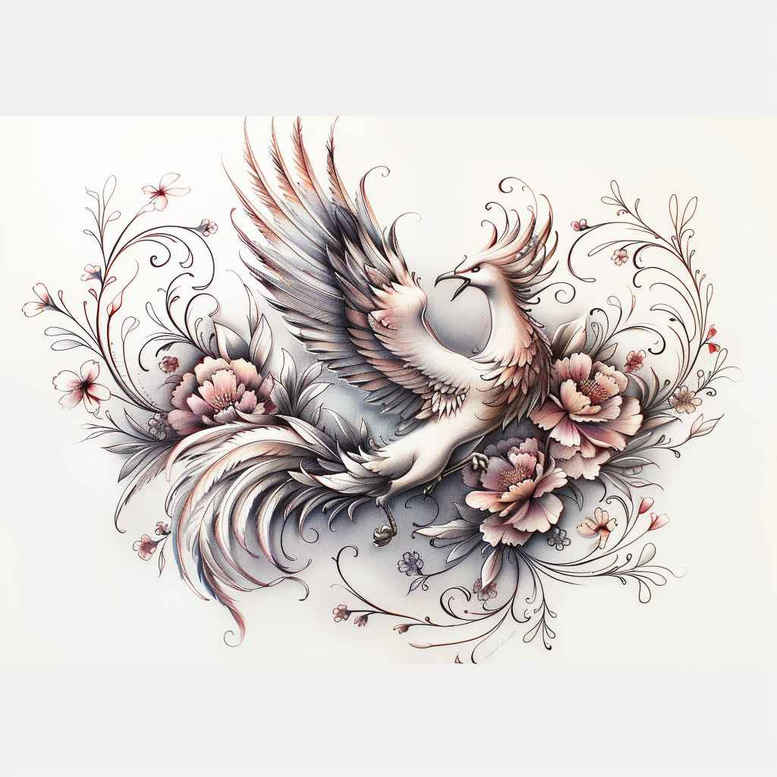 flying-phoenix – tattoo design ideas free ai generated – surrealism-vivid-hallucination – for-biceps – Gallery: phoenix-inkby-ai