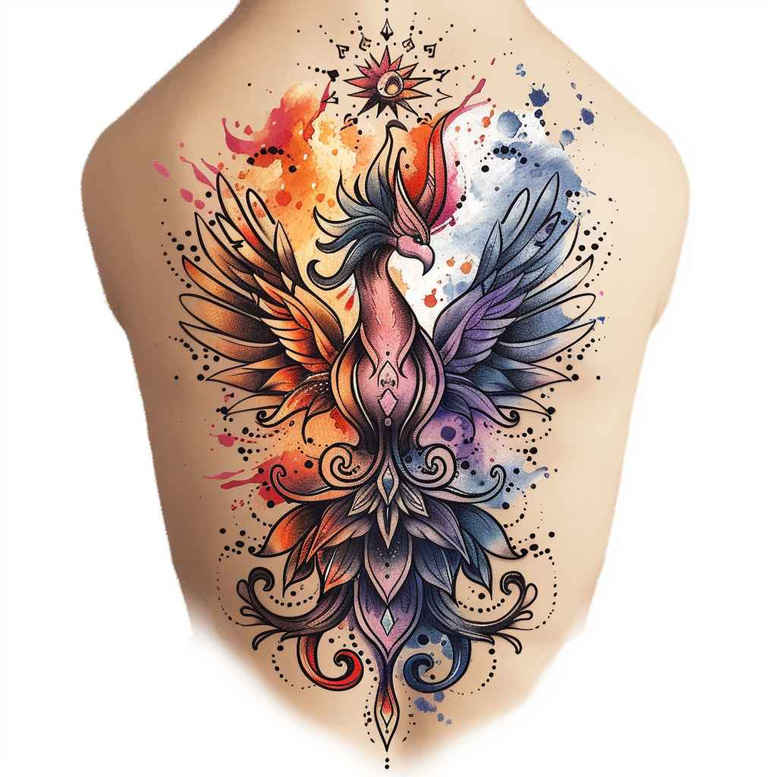 for-women – tattoo design ideas free ai generated – neotraditional-dynamic-color – for-lower-arm – Gallery: phoenix-inkby-ai