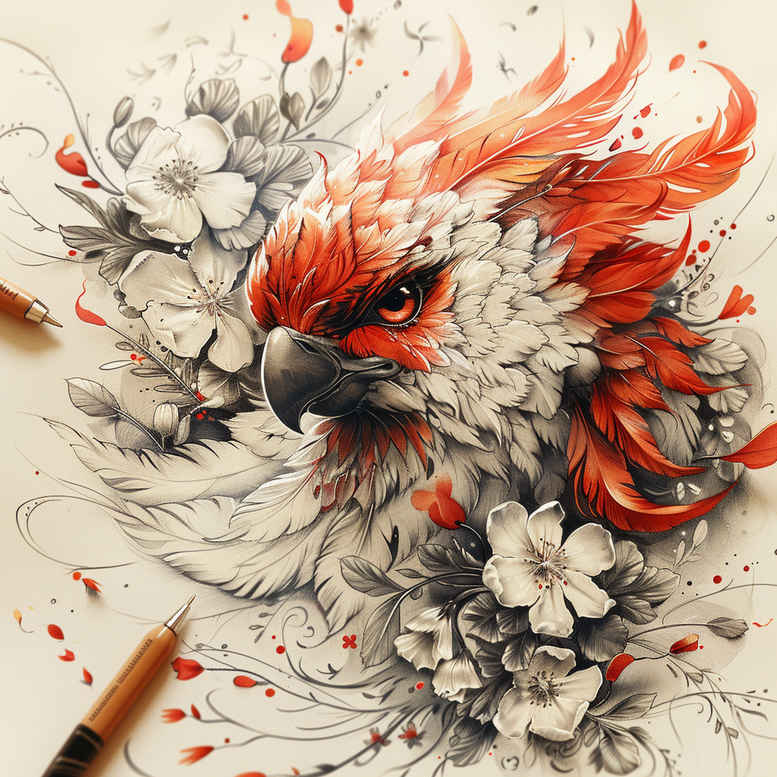 for-women – tattoo design ideas free ai generated – realism-contour-shading – for-temple – Gallery: phoenix-inkby-ai