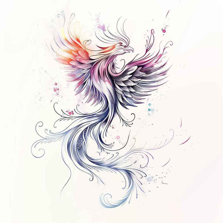 mystical-phoenix – tattoo design ideas free ai generated – neotraditional-layered-shading – for-forearm – Gallery: phoenix-inkby-ai