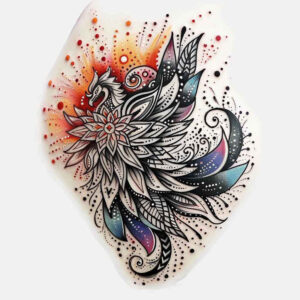mystical-phoenix – tattoo design ideas free ai generated – neotraditional-modern-classic – for-temple – Gallery: phoenix-inkby-ai