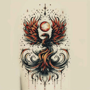 mystical-phoenix – tattoo design ideas free ai generated – surrealism-translucent-layers – for-shoulder – Gallery: phoenix-inkby-ai