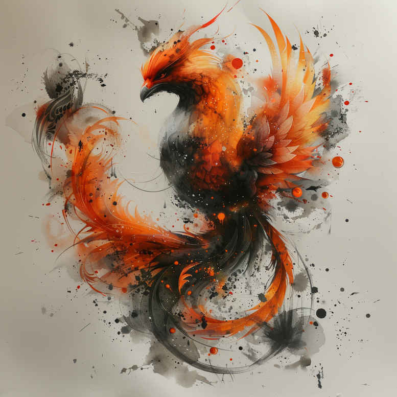 phoenix-and-rebirth – tattoo design ideas free ai generated – neotraditional-clean-contrast – for-upper-chest – Gallery: phoenix-inkby-ai