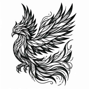 phoenix-and-rebirth – tattoo design ideas free ai generated – neotraditional-subtle-tone – for-upper-thigh – Gallery: phoenix-inkby-ai