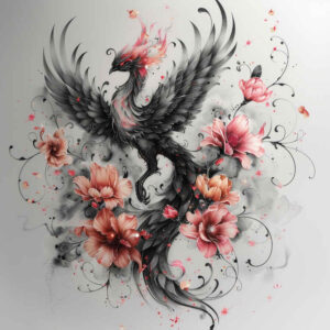 phoenix-and-rebirth – tattoo design ideas free ai generated – realism-rich-blacks – for-neck – Gallery: phoenix-inkby-ai
