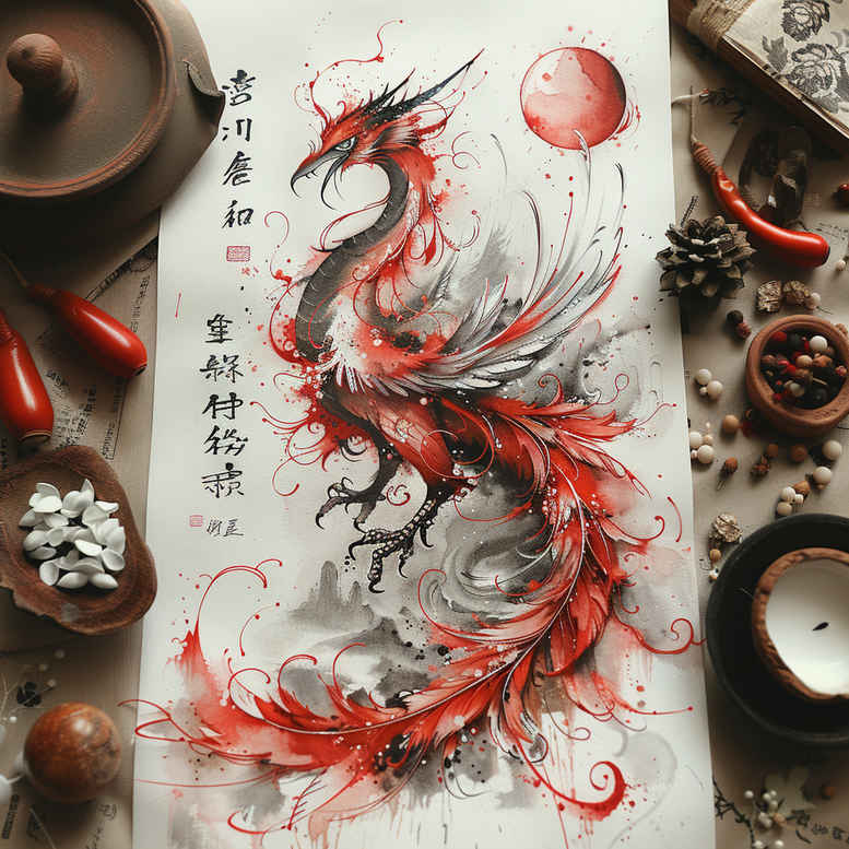phoenix-and-spirituality – tattoo design ideas free ai generated – neotraditional-textured-fills – for-wrist – Gallery: phoenix-inkby-ai