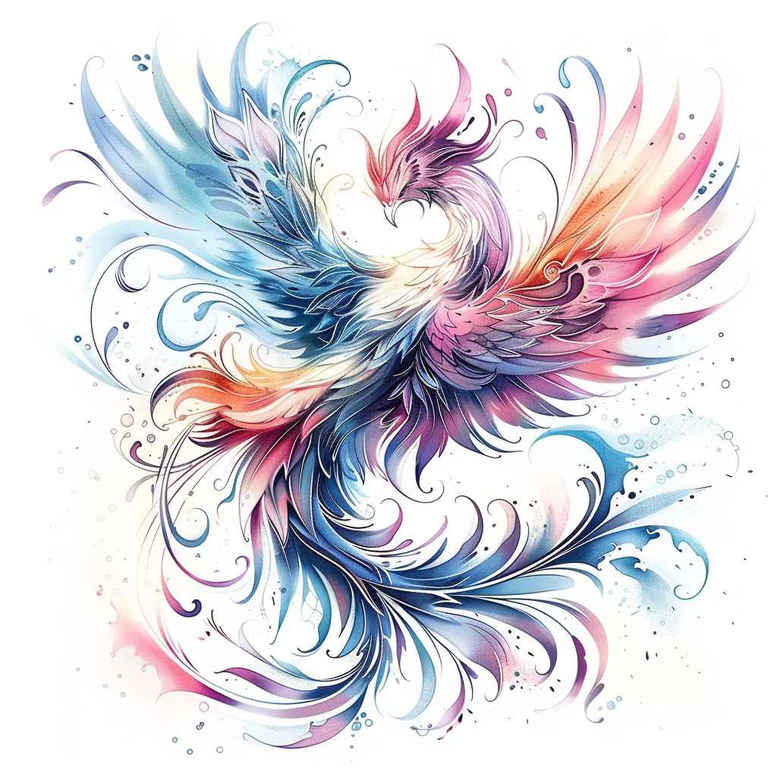 phoenix-bird – tattoo design ideas free ai generated – realism-highlight-detail – for-lower-back – Gallery: phoenix-inkby-ai