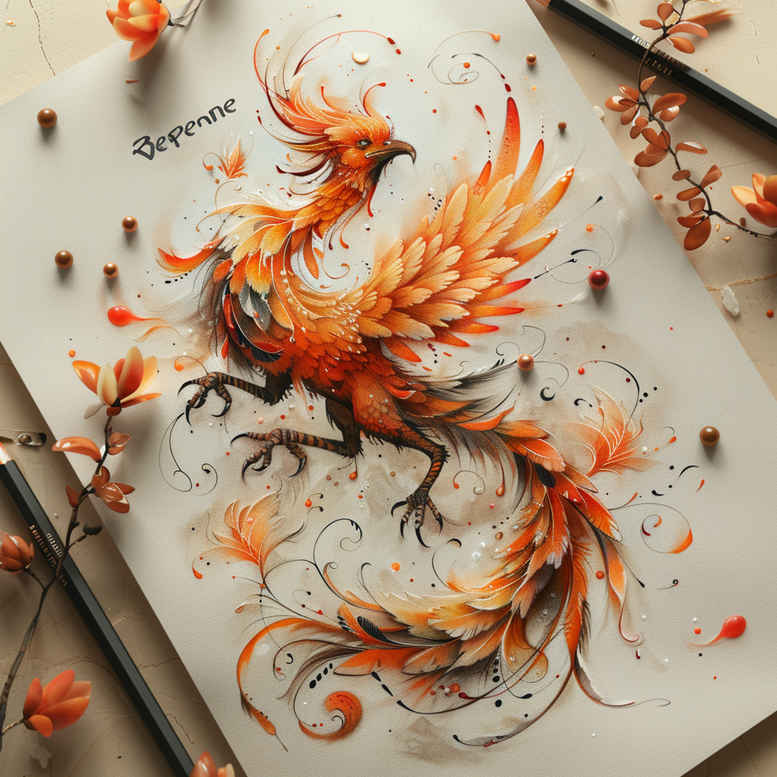 phoenix-bird – tattoo design ideas free ai generated – realism-photo-ink – for-back-shoulder – Gallery: phoenix-inkby-ai