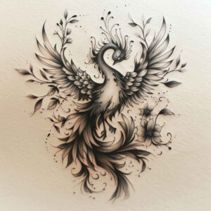 phoenix-bird – tattoo design ideas free ai generated – realism-smooth-gradients – for-upper-back – Gallery: phoenix-inkby-ai