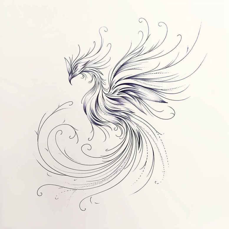 phoenix-bird – tattoo design ideas free ai generated – realism-true-skin – for-upper-thigh – Gallery: phoenix-inkby-ai