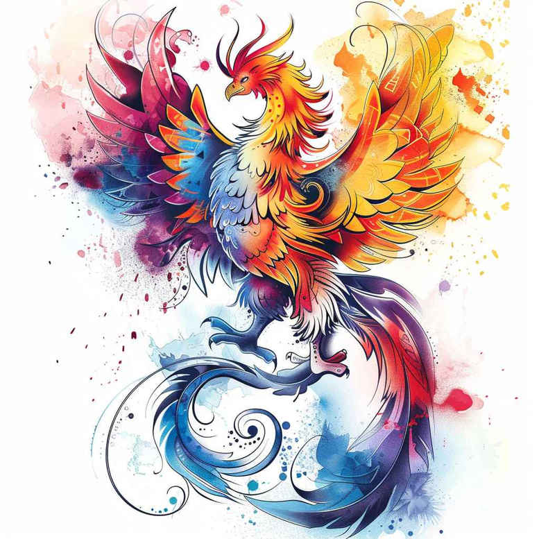 phoenix-fine-line-style – tattoo design ideas free ai generated – neotraditional-bold-highlights – for-palm – Gallery: phoenix-inkby-ai