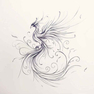phoenix-fine-line-style – tattoo design ideas free ai generated – realism-contrast-ink – for-inner-arm – Gallery: phoenix-inkby-ai