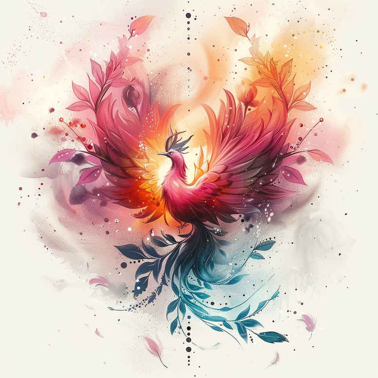 phoenix-fine-line-style – tattoo design ideas free ai generated – realism-light-reflections – for-lower-back – Gallery: phoenix-inkby-ai
