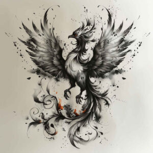 phoenix-hope-symbol – tattoo design ideas free ai generated – neotraditional-vivid-detail – for-behind-ear – Gallery: phoenix-inkby-ai
