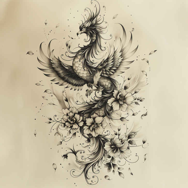 phoenix-hope-symbol – tattoo design ideas free ai generated – realism-digital-realism – for-upper-shoulder – Gallery: phoenix-inkby-ai