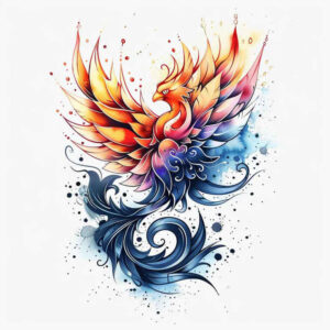 phoenix-hope-symbol – tattoo design ideas free ai generated – surrealism-morphic-transformation – for-inner-arm – Gallery: phoenix-inkby-ai