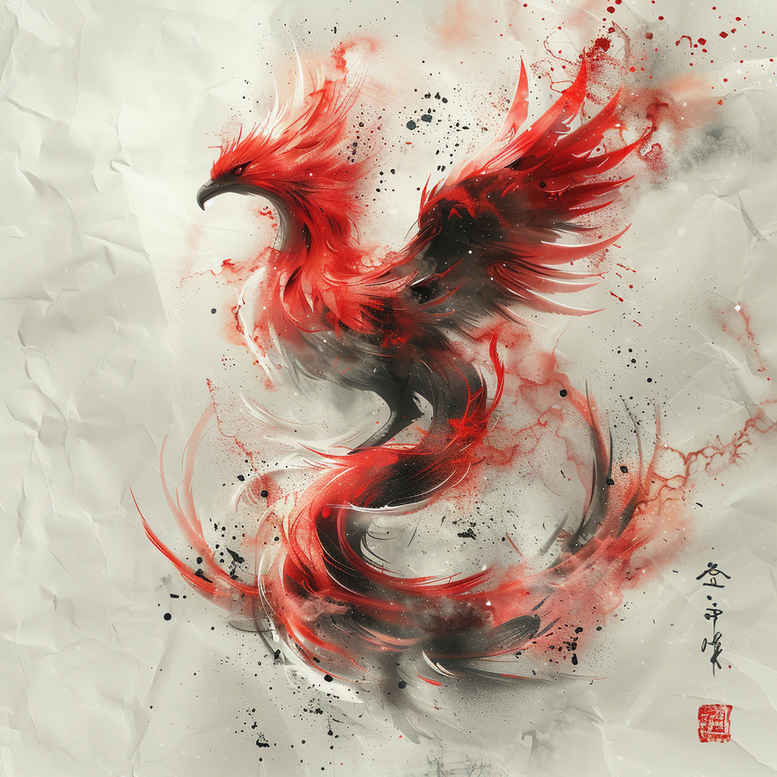 phoenix-in-art – tattoo design ideas free ai generated – neotraditional-dynamic-color – for-thigh – Gallery: phoenix-inkby-ai
