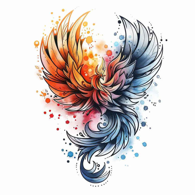 phoenix – tattoo design ideas free ai generated – neotraditional-refined-lines – for-upper-arm – Gallery: phoenix-inkby-ai
