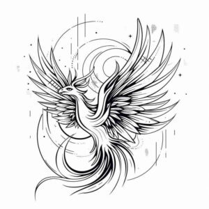 phoenix – tattoo design ideas free ai generated – surrealism-psychological-depth – for-behind-ear – Gallery: phoenix-inkby-ai