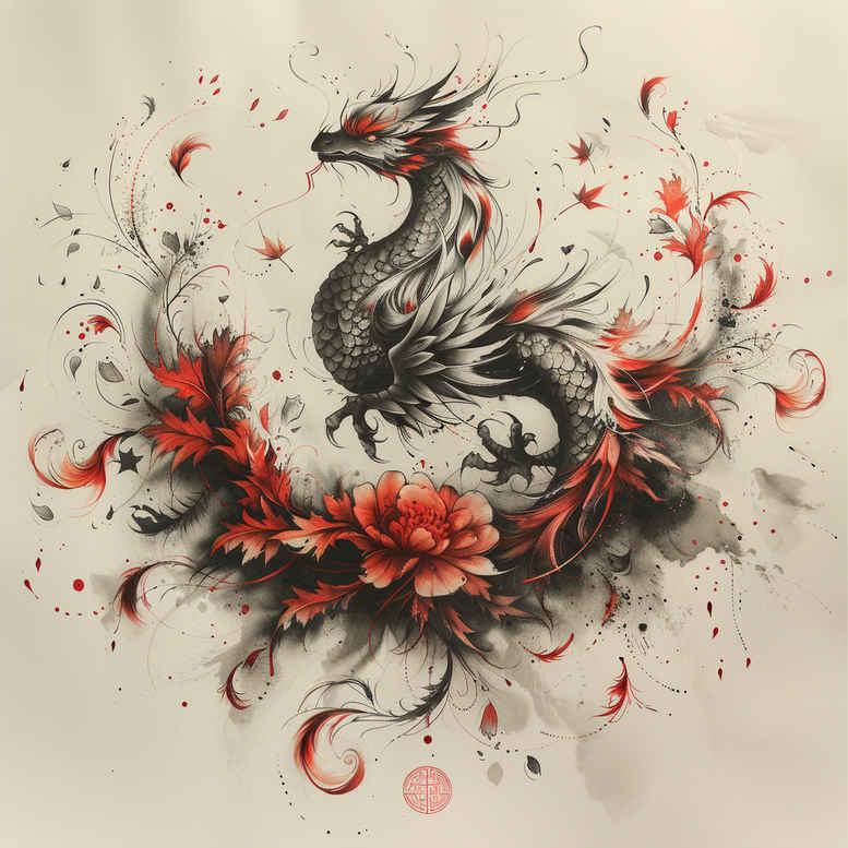 phoenix-natural-look – tattoo design ideas free ai generated – realism-natural-contrast – for-neck – Gallery: phoenix-inkby-ai