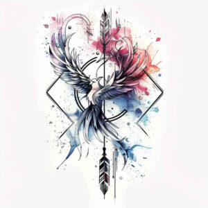 phoenix-natural-look – tattoo design ideas free ai generated – surrealism-altered-reality – for-lower-back – Gallery: phoenix-inkby-ai
