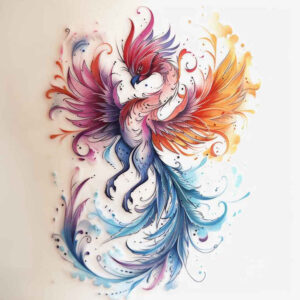 phoenix-symbol-of-eternity – tattoo design ideas free ai generated – neotraditional-expressive-color – for-nape – Gallery: phoenix-inkby-ai